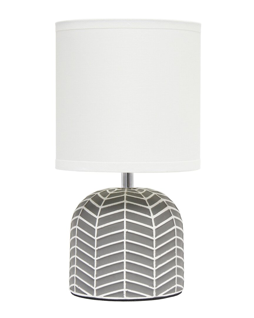 Lalia Home 10.43in Petite Contemporary Webbed Waves Base Bedside Table Desk Lamp In Grey