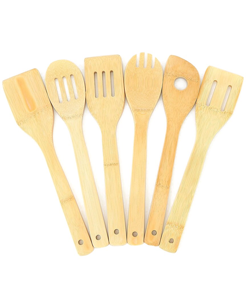 Shop Fresh Fab Finds Imountek 6pc Bamboo Spoons & Spatula Set In Brown