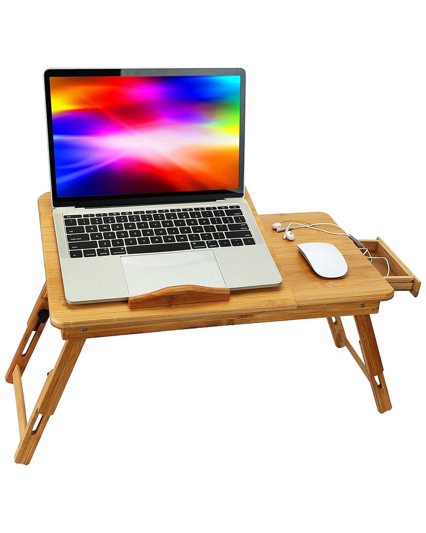 Fresh Fab Finds Imountek Bamboo Lap Desk With Foldable Leg & Adjustable Tilt Surface In Brown