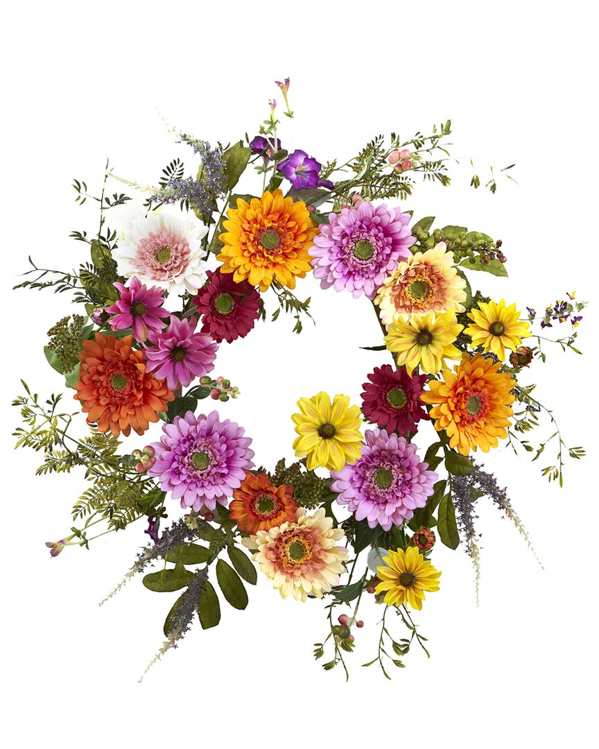 Nearly Natural 26in African Sunflower Wreath In Multi