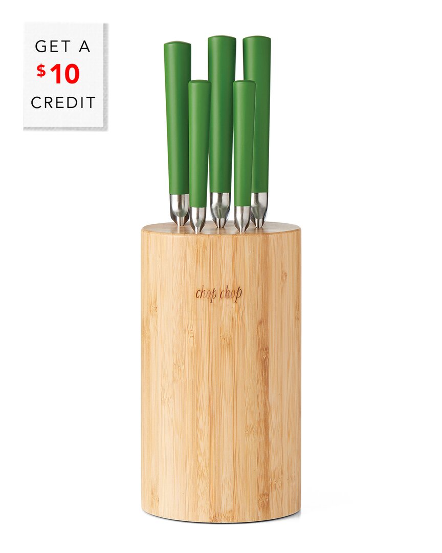 Kate Spade New York Knock On Wood Cutlery Block 6 Piece Set In Green