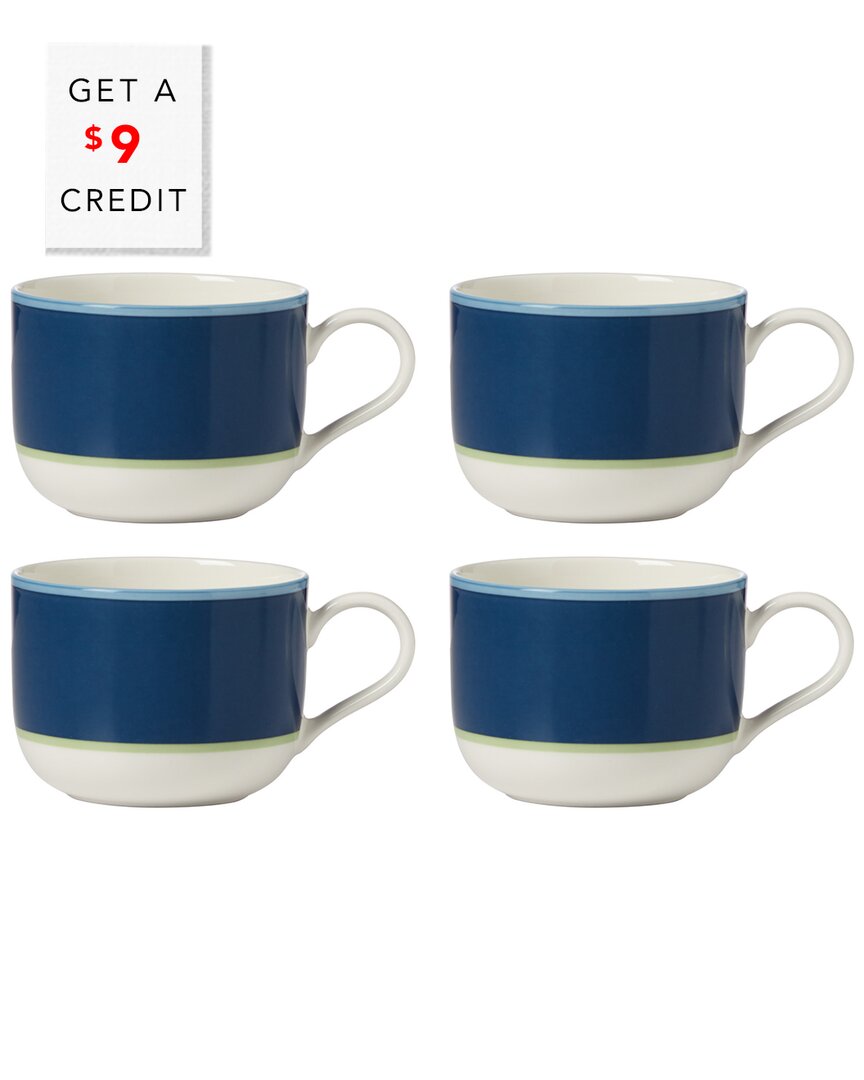 Kate Spade New York Set Of 4 Make It Pop Blue Mugs
