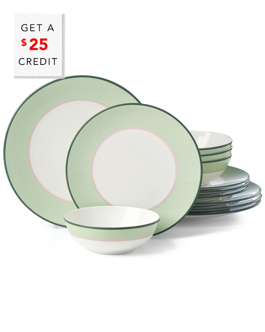 Shop Kate Spade New York Make It Pop Green/pink 12pc Dinnerware Set