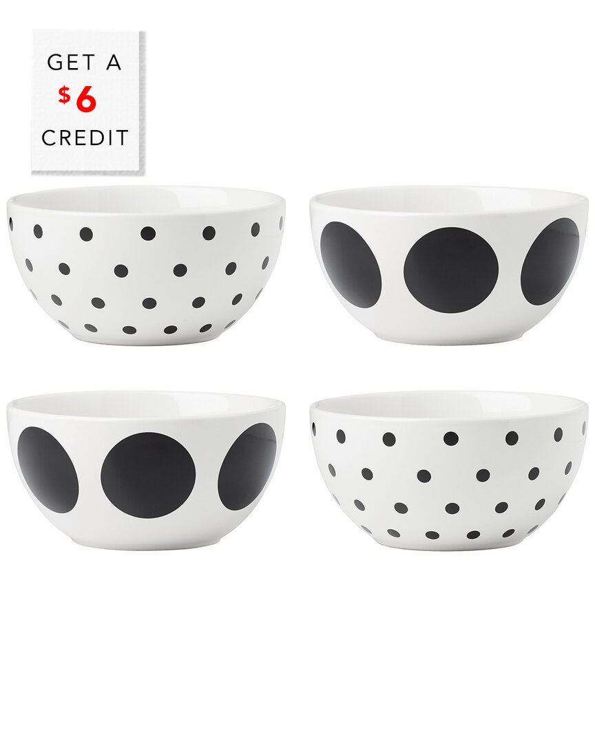 Shop Kate Spade New York Set Of 4 On The Dot Assorted All-purpose Bowls In White