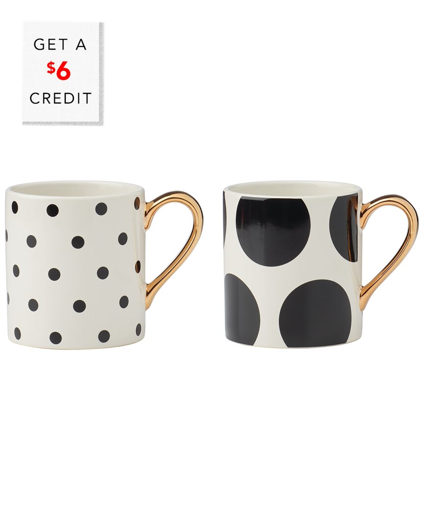 Kate Spade On The Dot Assorted Mugs 2 Piece Set, Service For 2 In White