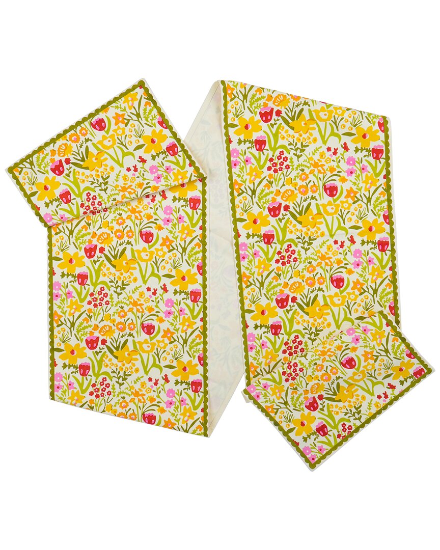 TIRAMISU TIRAMISU SPRING FLING BLOCK PRINT COTTON TABLE RUNNER