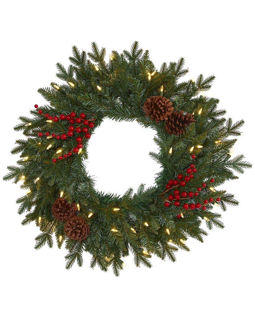 Nearly Natural 24in Green Pine Artificial Christmas Wreath