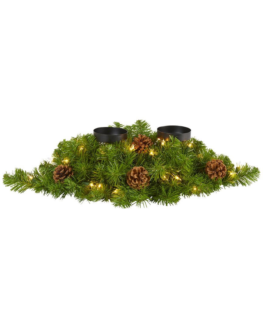 Nearly Natural 24in Artificial Christmas Double Candelabrum In Green