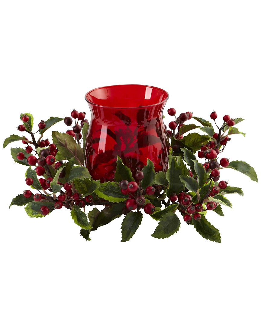 Nearly Natural Holly Berry Candelabrum In Red
