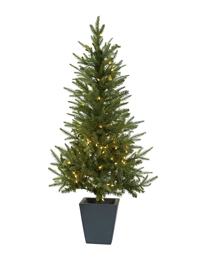 Shop Nearly Natural 4.5ft Christmas Tree With Clear Lights In Green