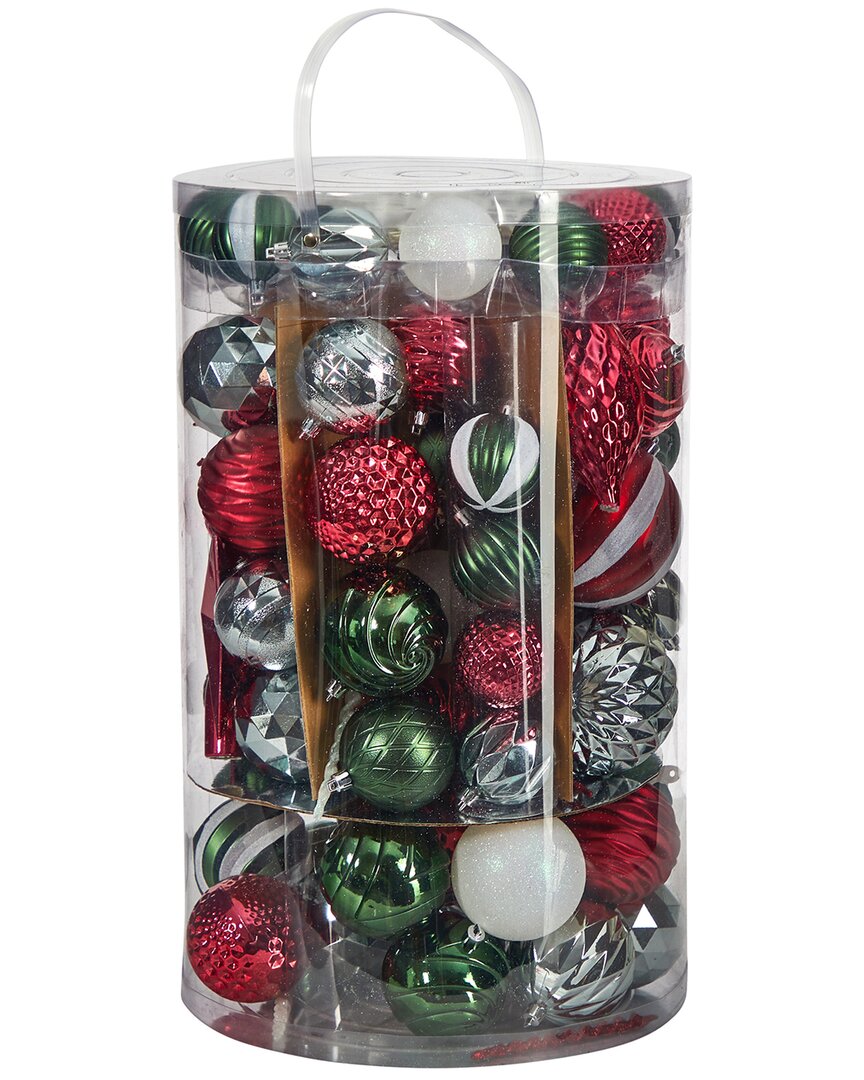 Shop Nearly Natural Holiday Deluxe Shatterproof 100-count Christmas Tree Ornaments In Multicolor