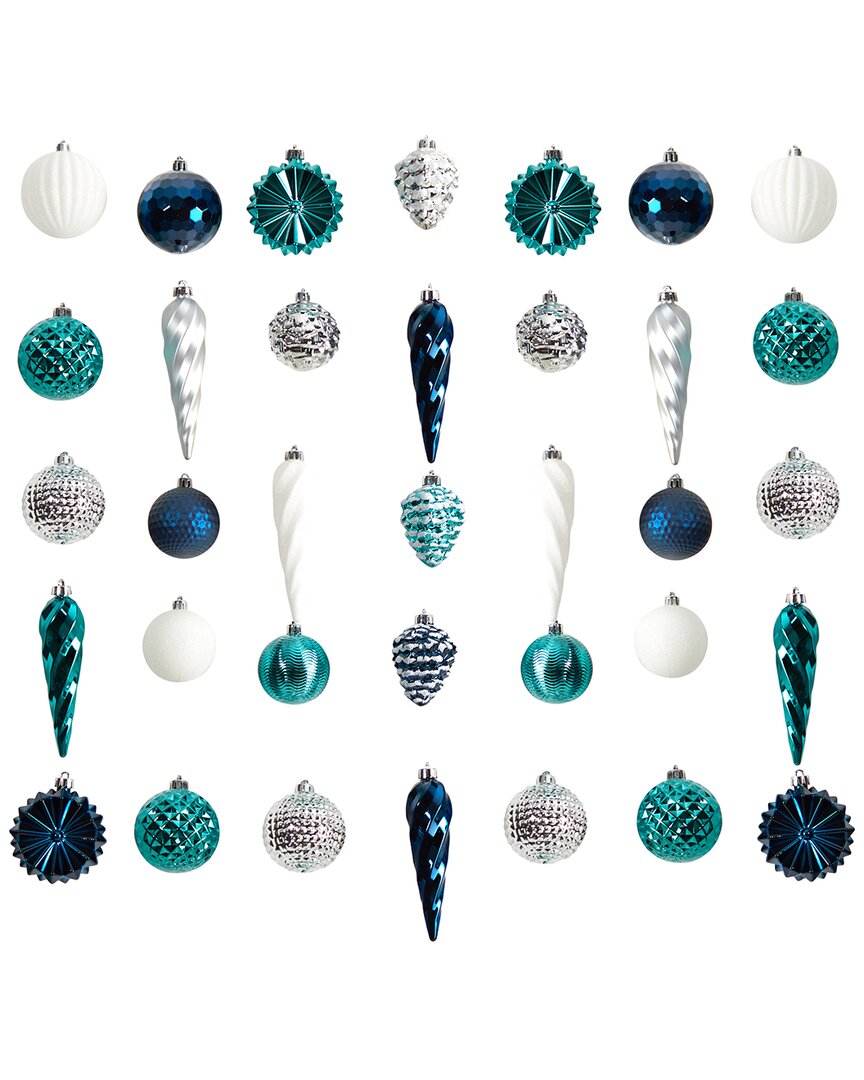 Nearly Natural Holiday Deluxe Shatterproof 39-count Christmas Tree Ornaments In Multicolor