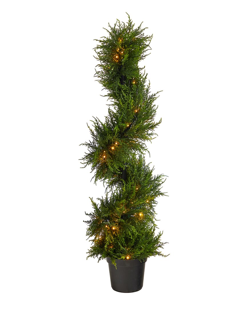 Nearly Natural 45in Spiral Cypress Artificial Tree With 80 Clear Lights In Green