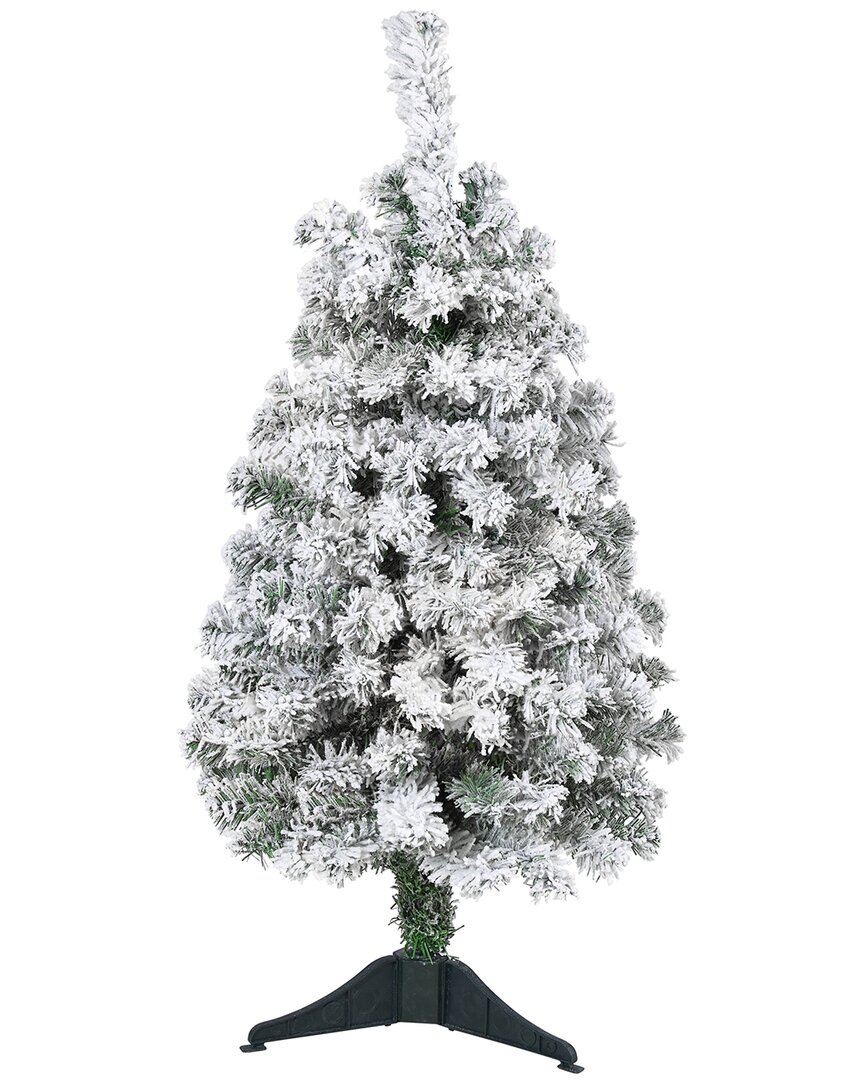 Nearly Natural 3ft Flocked Rock Springs Spruce Artificial Christmas Tree In Green
