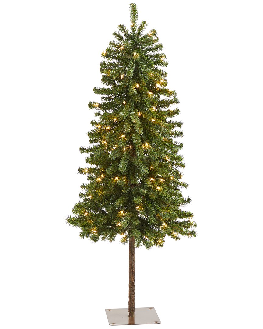 Nearly Natural 4ft Alpine Artificial Christmas Tree With 100 Lights In Green