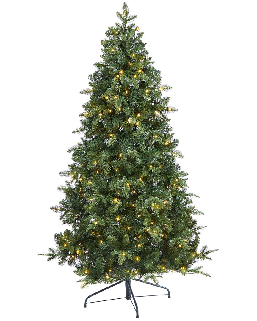 Shop Nearly Natural 6ft Grand Teton Spruce Flat Back Artificial Christmas Tree In Green
