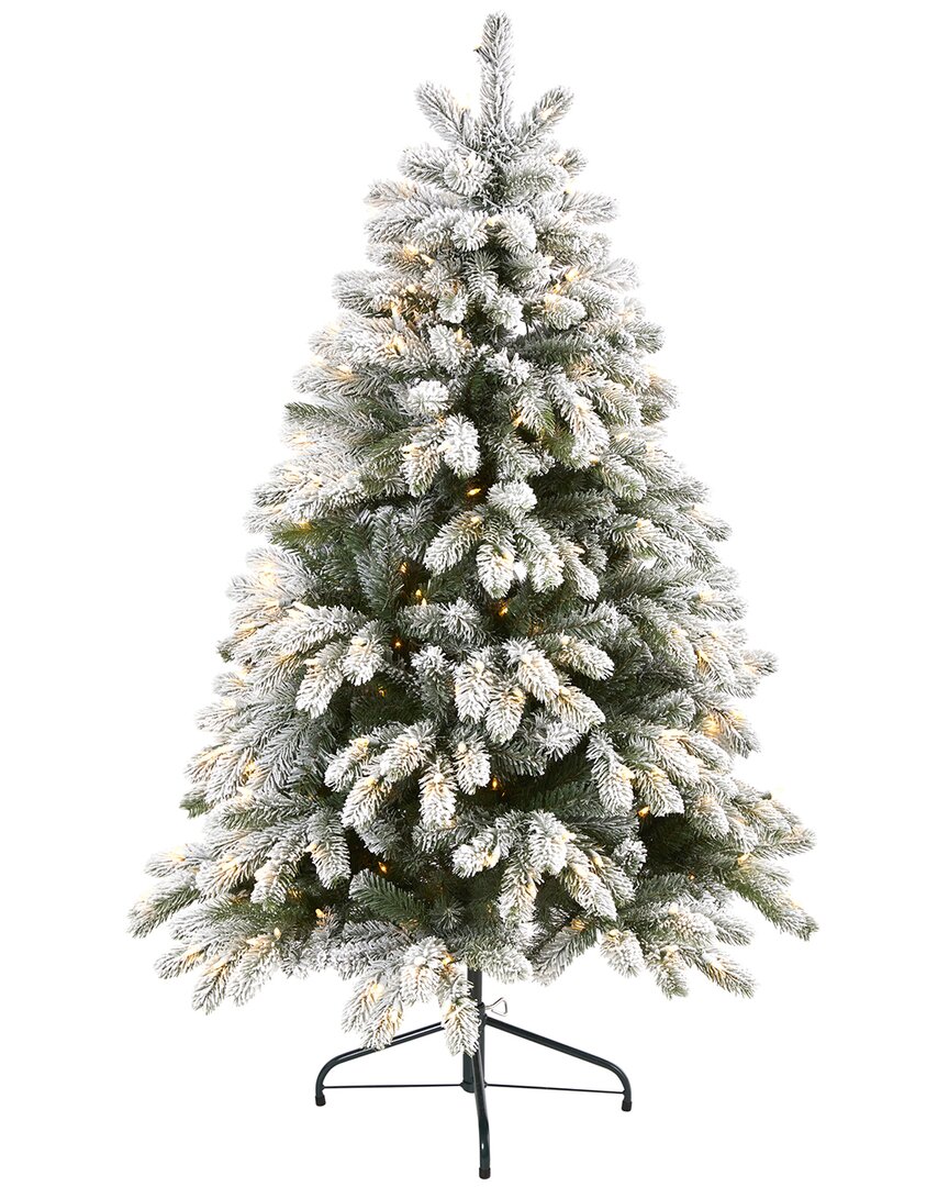 Nearly Natural 5ft Flocked South Carolina Spruce Artificial Christmas Tree In Green