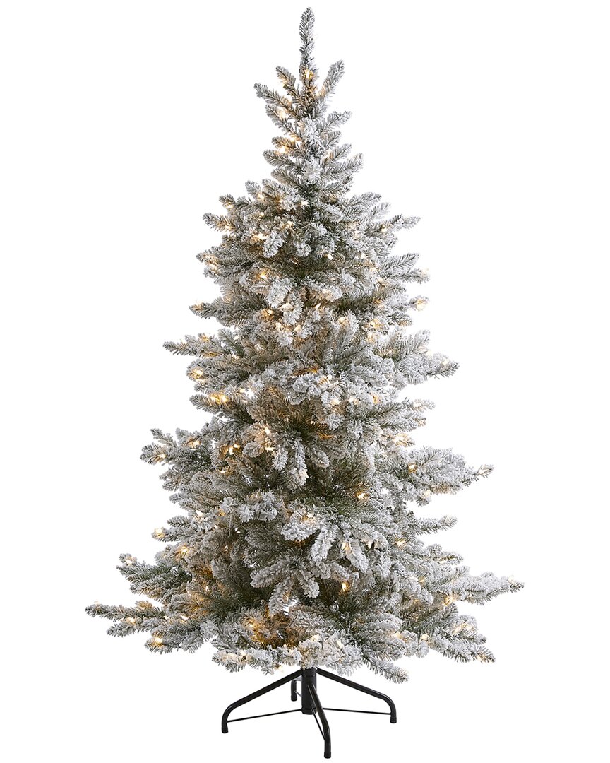 Nearly Natural 6ft Flocked West Virginia Spruce Artificial Christmas Tree In Green
