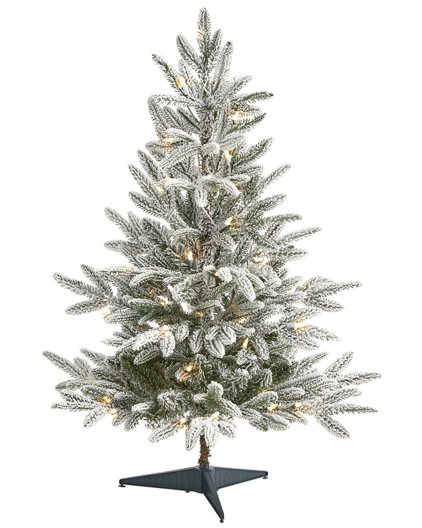 Nearly Natural 3ft Flocked Manchester Spruce Artificial Christmas Tree In Green