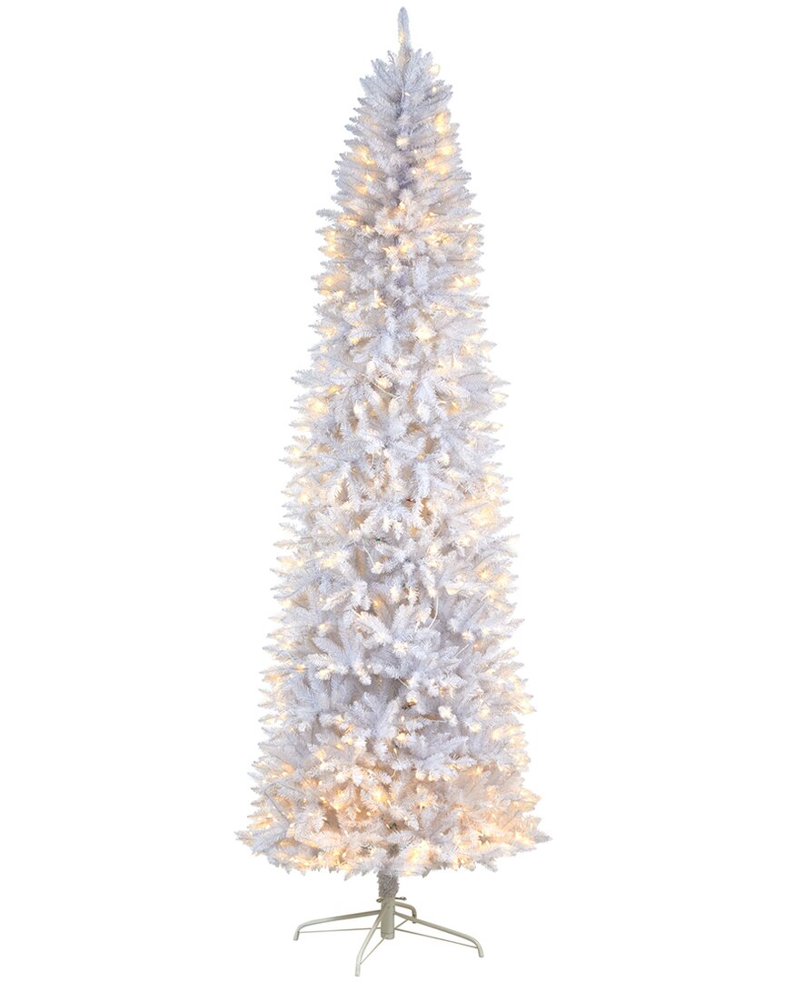 Nearly Natural 9ft Slim White Artificial Christmas Tree In White