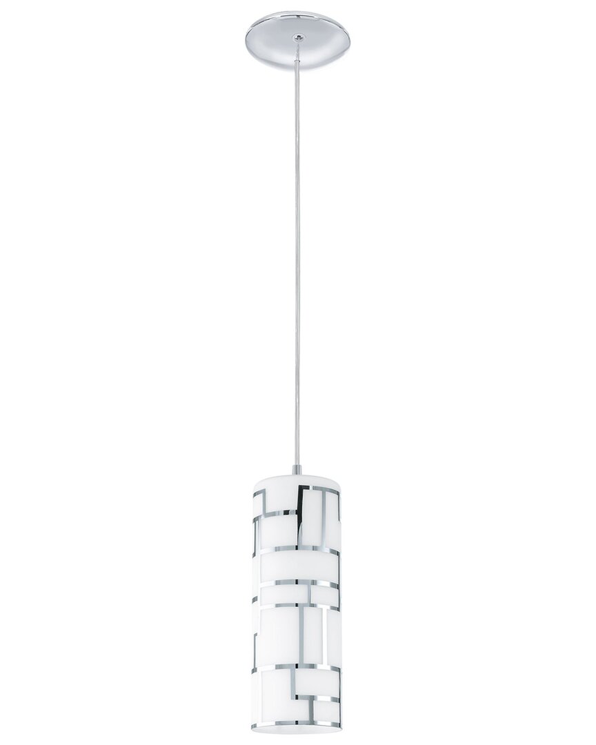 Eglo Bayman 1 Light Mini Pendant With Chrome Finish & White Décor Glass Shade