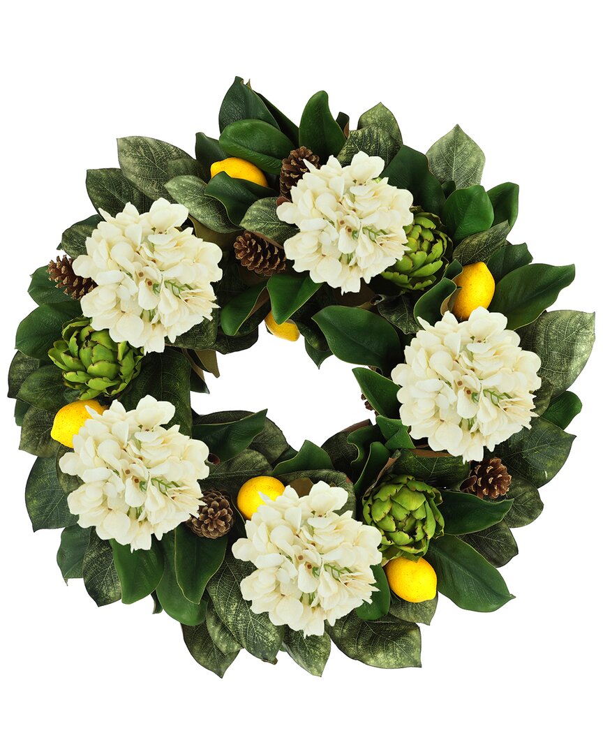 Creative Displays 25in Traditional Fall Wreath With Hydrangeas, Artichokes & Lemons