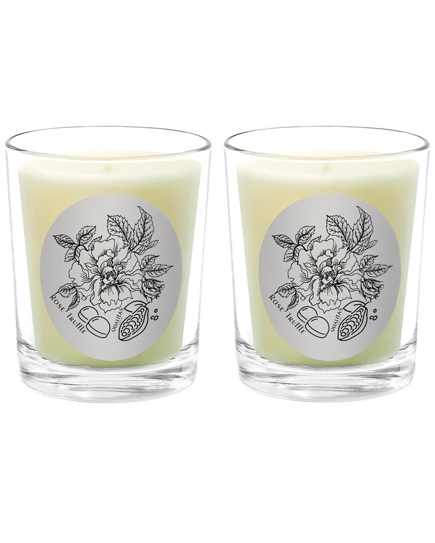 Qualitas Rose Truffle Two Scented Beeswax Candle Set In White