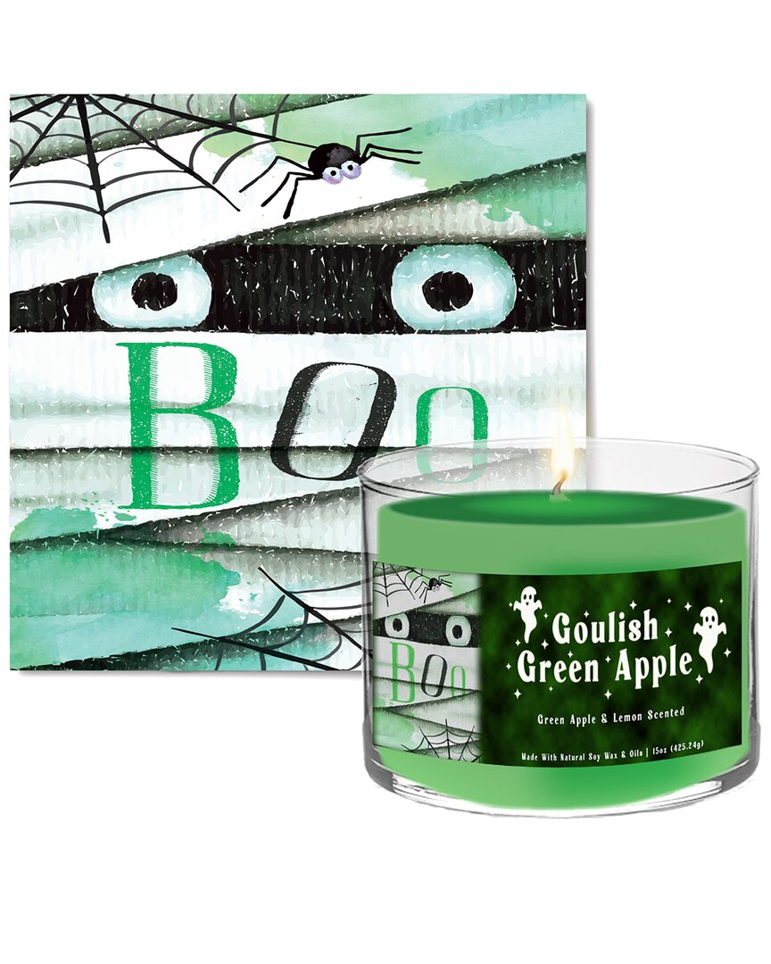 Shop Courtside Market Wall Decor Courtside Market Ghoulish Green Apple Soy Candle & Mummy Eyes Artboard Set In Multicolor