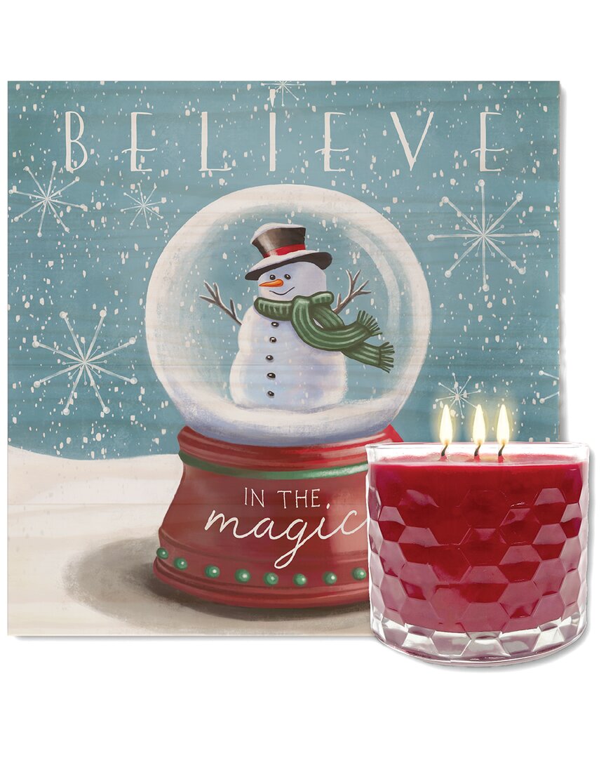 Shop Courtside Market Wall Decor Courtside Market Believe Artboard & Hot Cocoa Soy Candle Set In Multicolor