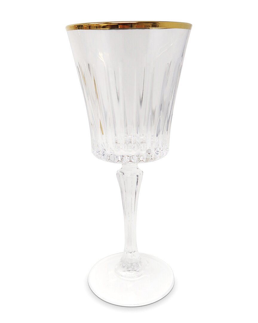 Vivience Set Of 6 Water Glasses With Linear Design & Rim Detail In Transparent