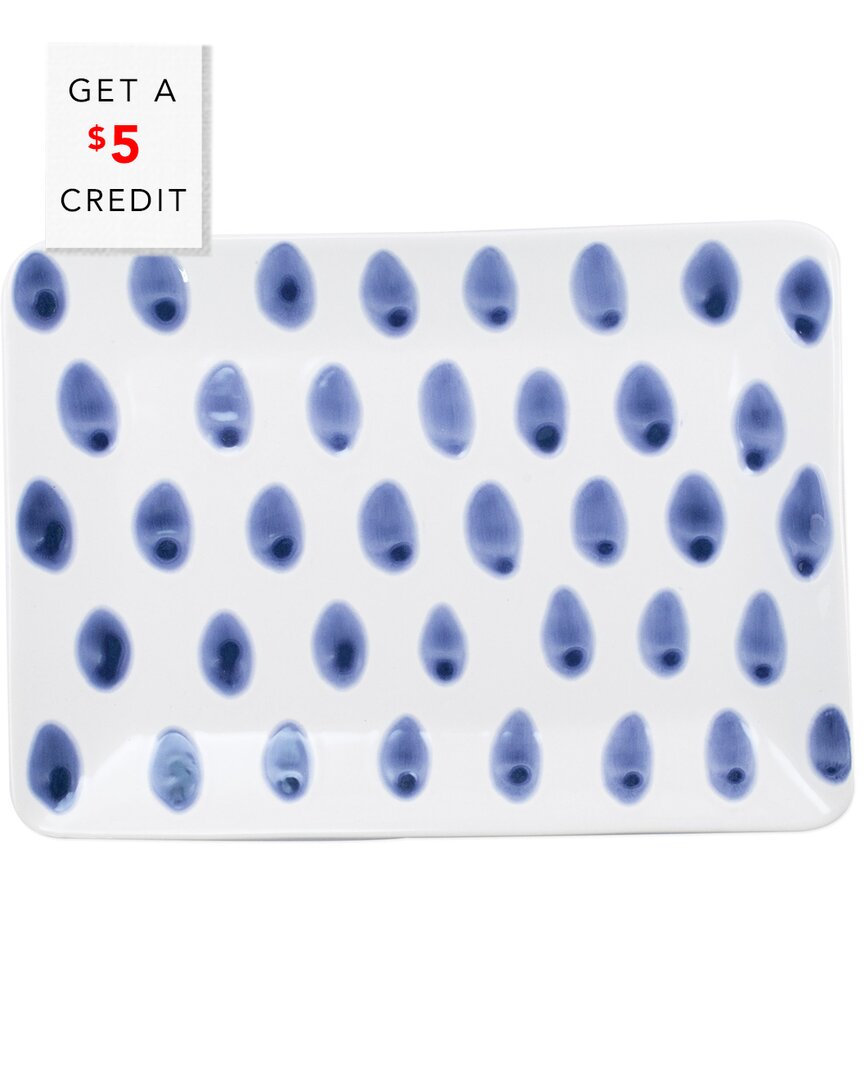 Vietri Viva By  Santorini Dot Small Rectangular Platter With $5 Credit In No Color