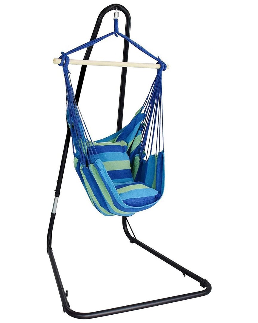 Sorbus Home Chair Swing & Stand Set In Blue