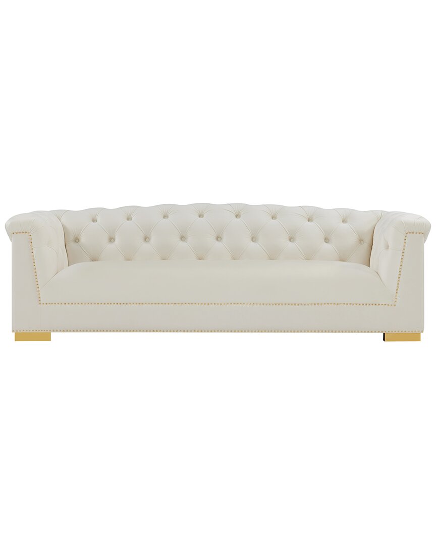 Tov Furniture Farah Velvet Sofa In White