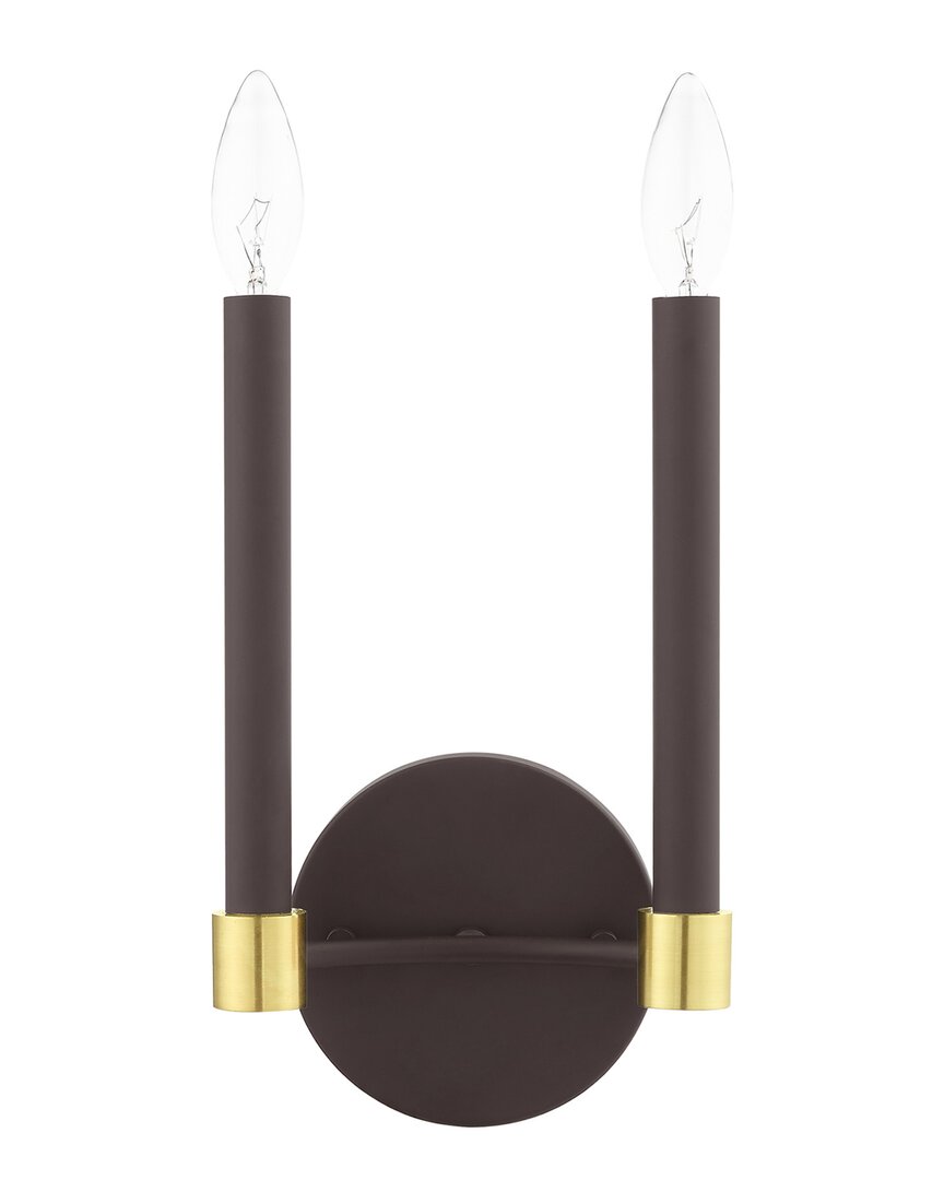 Livex Lighting 2-light Bronze With Satin Brass Accents Sconce