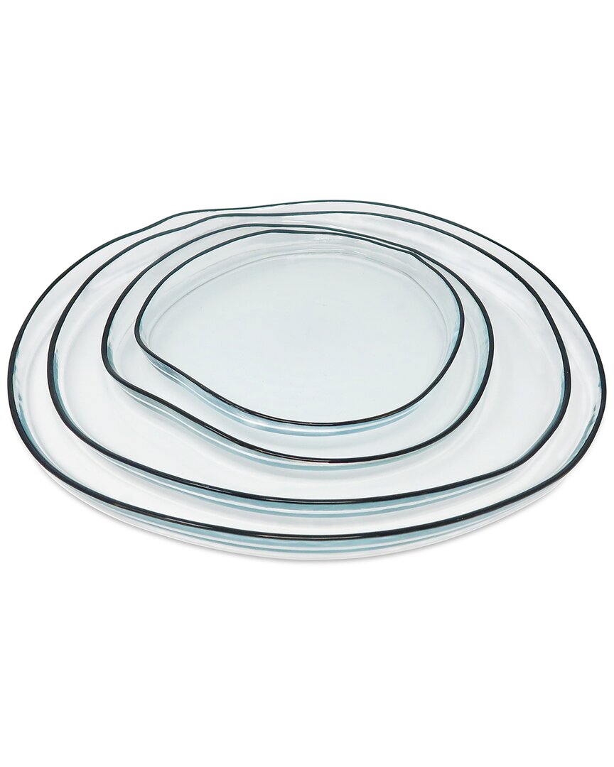 Vivience Set Of 4 Organically Shaped Salad Plates With Wall Detail