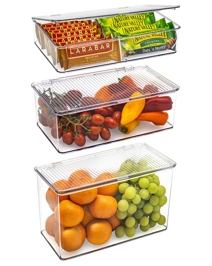 Sorbus Set Of 3 Hinged Lid Storage Bins