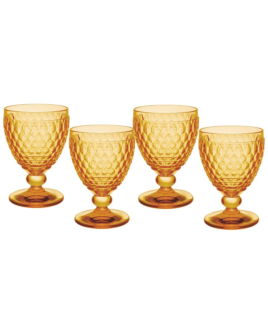 Villeroy & Boch Set Of 4 Boston Saffron Water Goblets In Orange