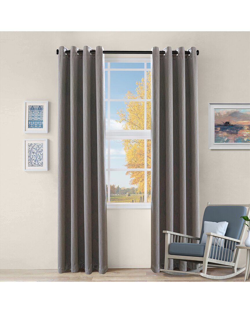 Superior Set Of 2 Zuri Blackout Curtains With Grommet Top Header In Gray