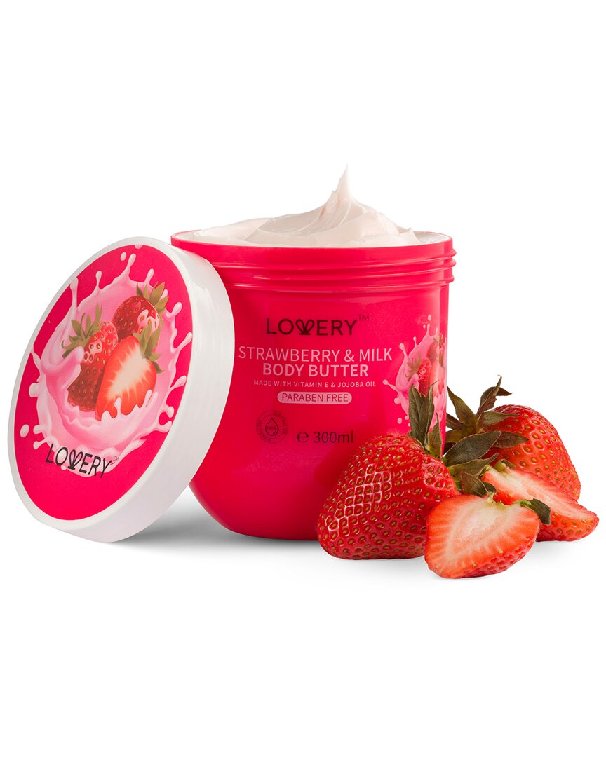 Lovery Strawberry Milk Body Butter, 6oz Whipped Body Cream In Red