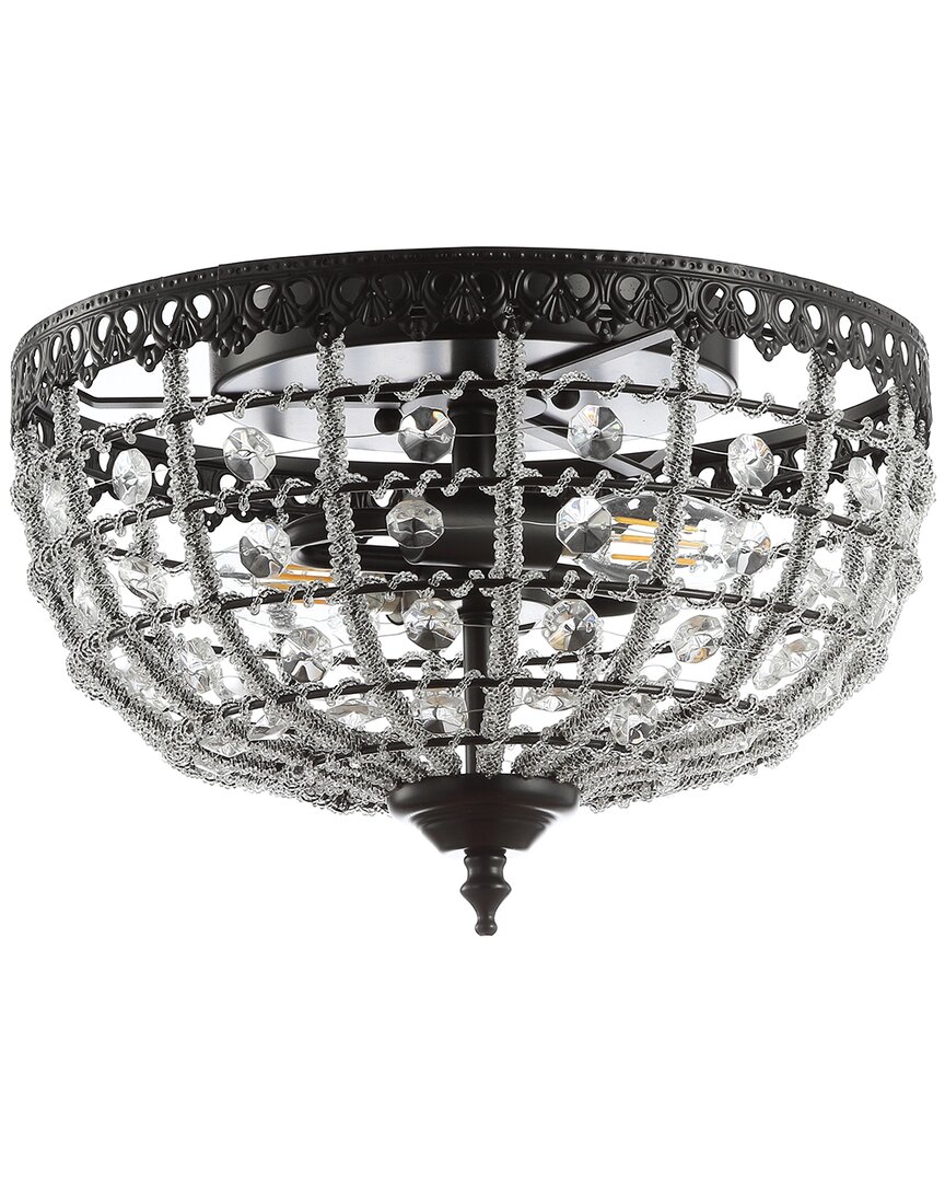Jonathan Y Designs Anita 12.25in Low-ceiling Metal/acrylic Led Flush Mount In Black