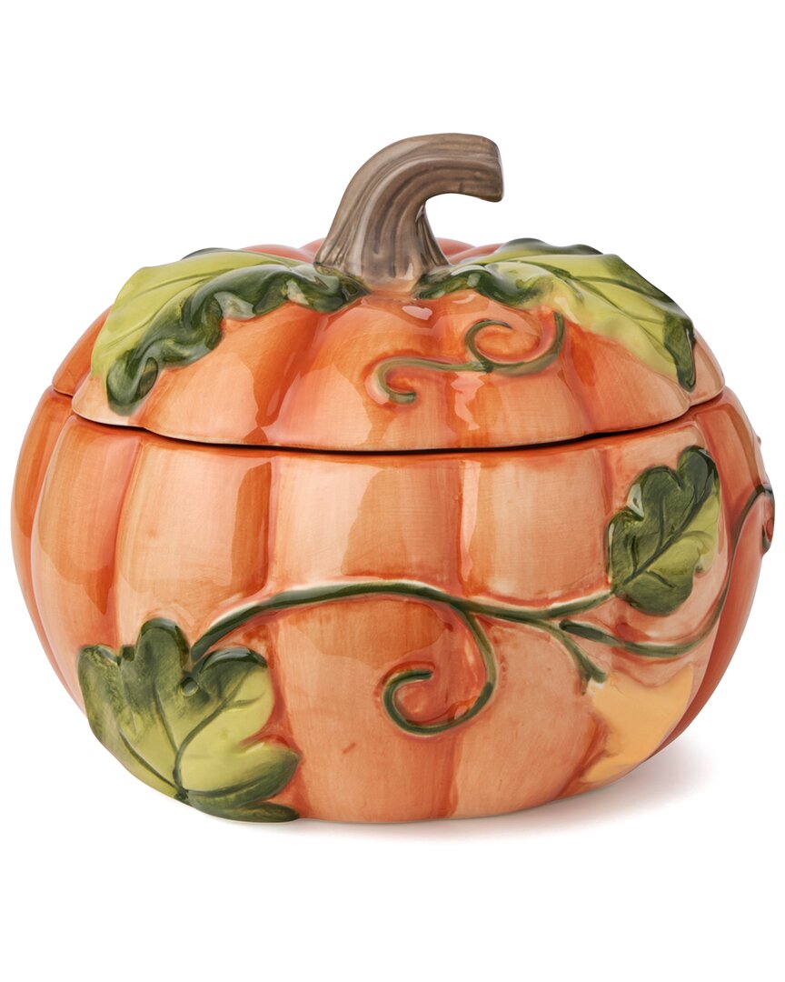 Certified International Set Of 2 Harvest Fields 3d Pumpkin Covered Soup Bowls In Orange
