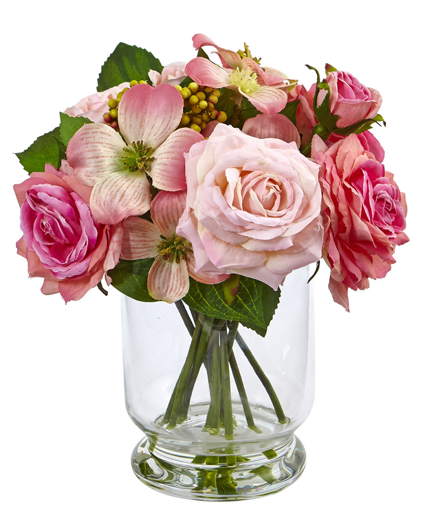 NEARLY NATURAL NEARLY NATURAL ROSE AND BERRY ARRANGEMENT