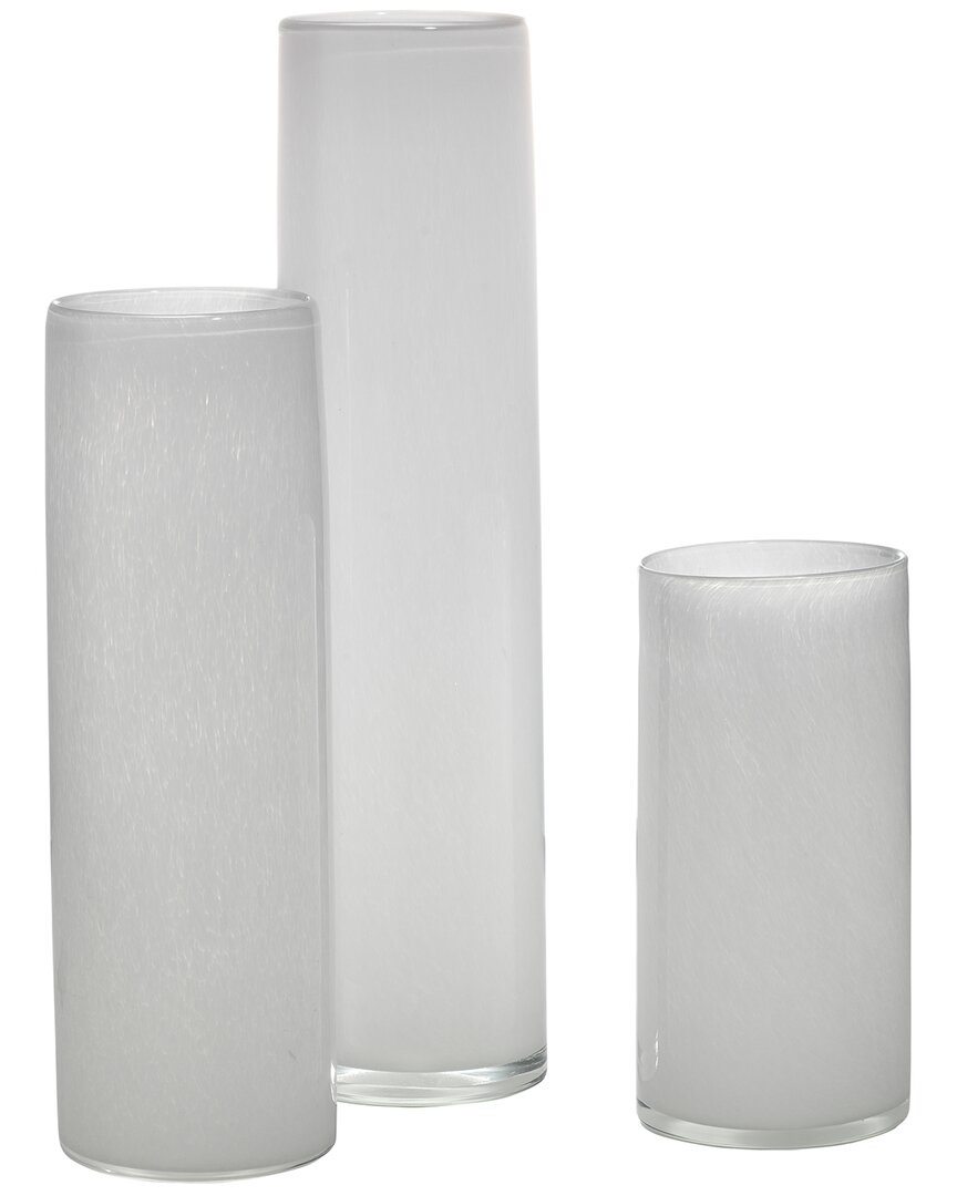 Jamie Young Set Of 3 Gwendolyn Hand Blown Vases In White