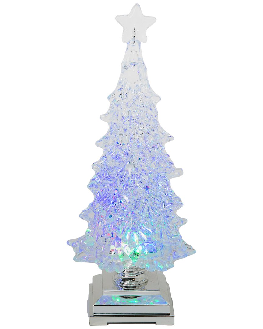 Gerson International Everlasting Glow 12.6in Battery Operated Spinning Water Globe Christmas Tree In Blue