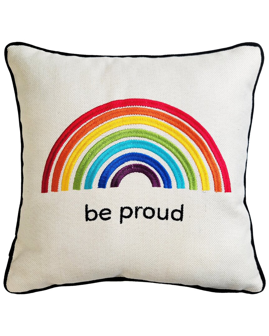 Edie Home 'be Proud' Rainbow Decorative Pillow In White