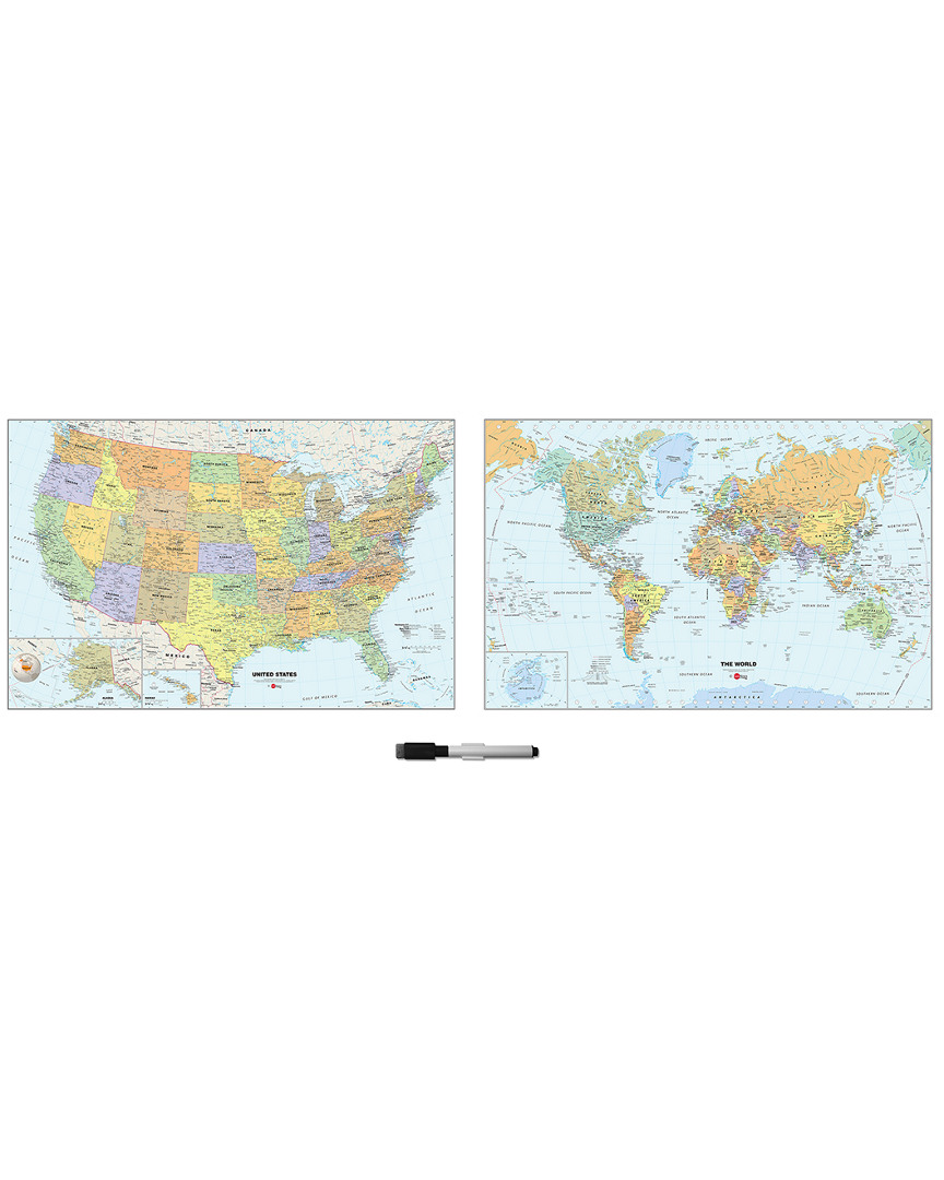 Wallpops Wall Pops Us & World Map Decal Set