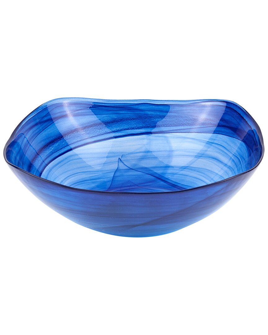 Badash Crystal Blue Alabaster Glass Serving Bowl
