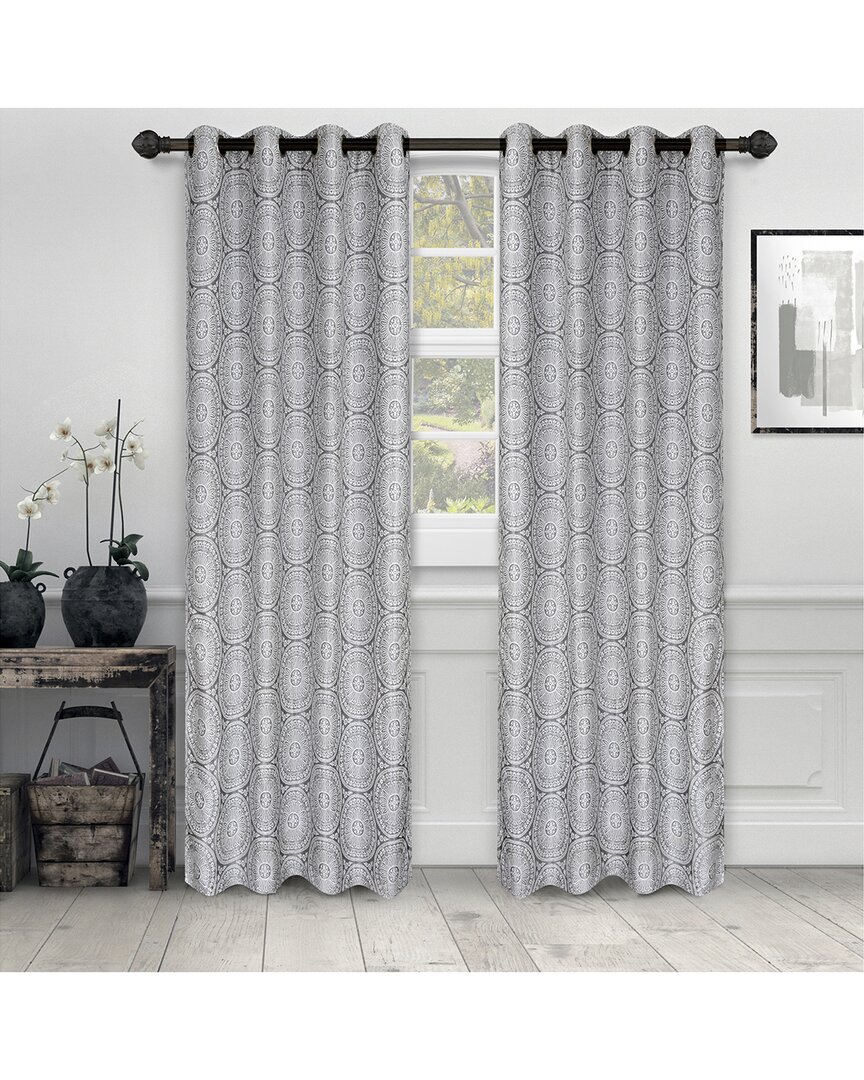Superior Set Of 2 Eminence Jacquard Curtains In Silver