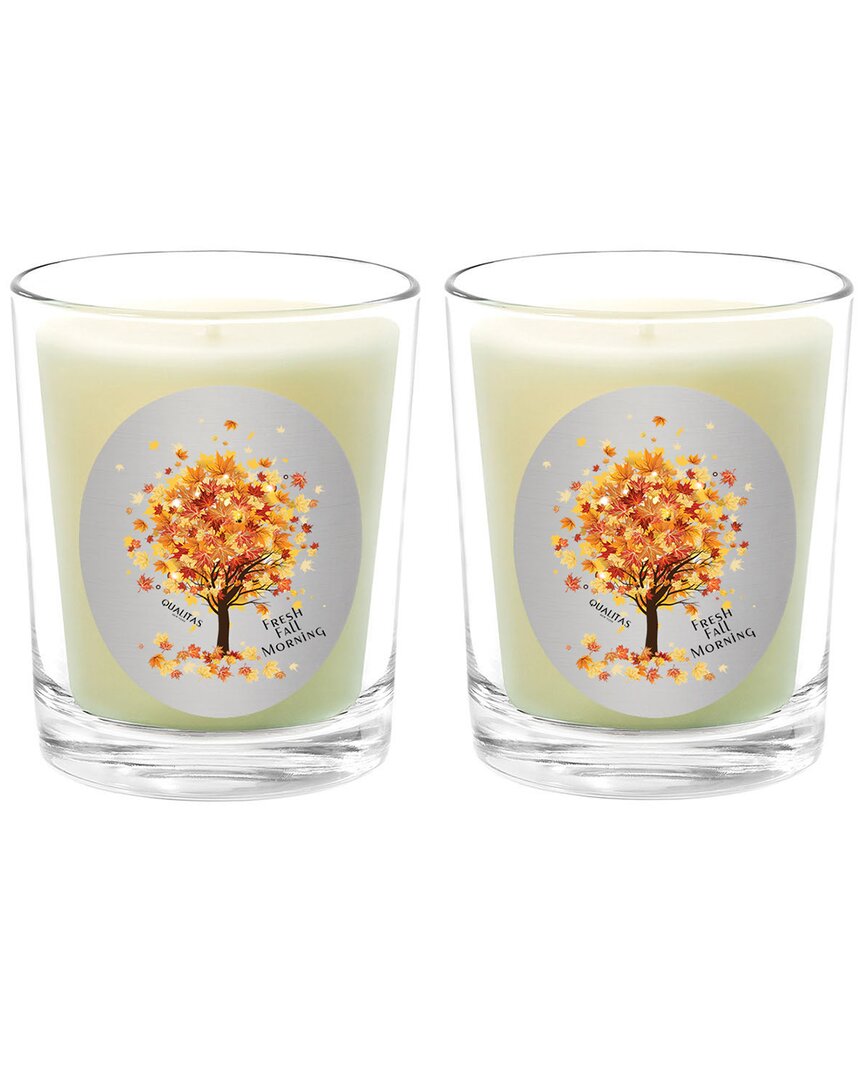 Qualitas Fresh Fall Morning Two Scented Beeswax Candle Set In White