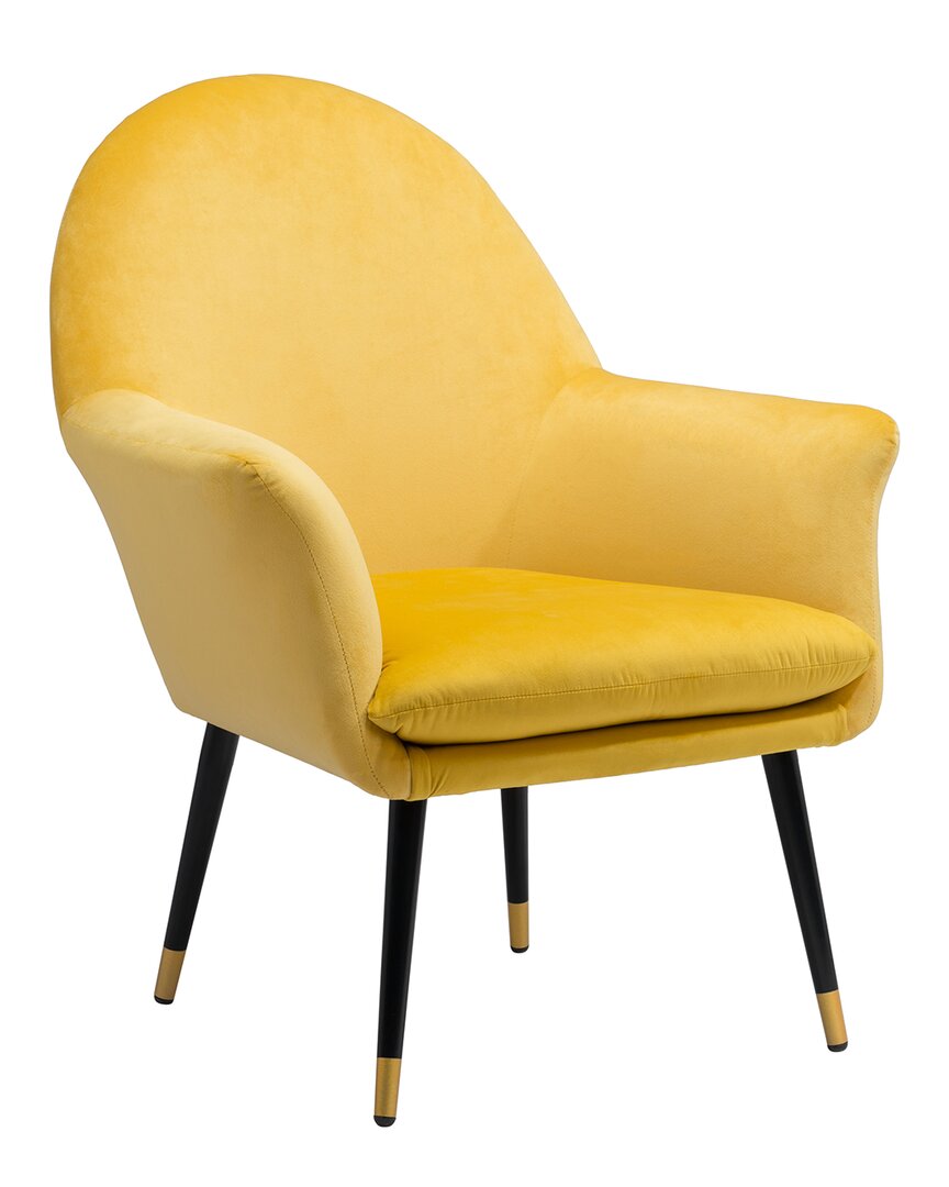 Zuo Modern Alexandria Accent Chair In Yellow/black And Gold